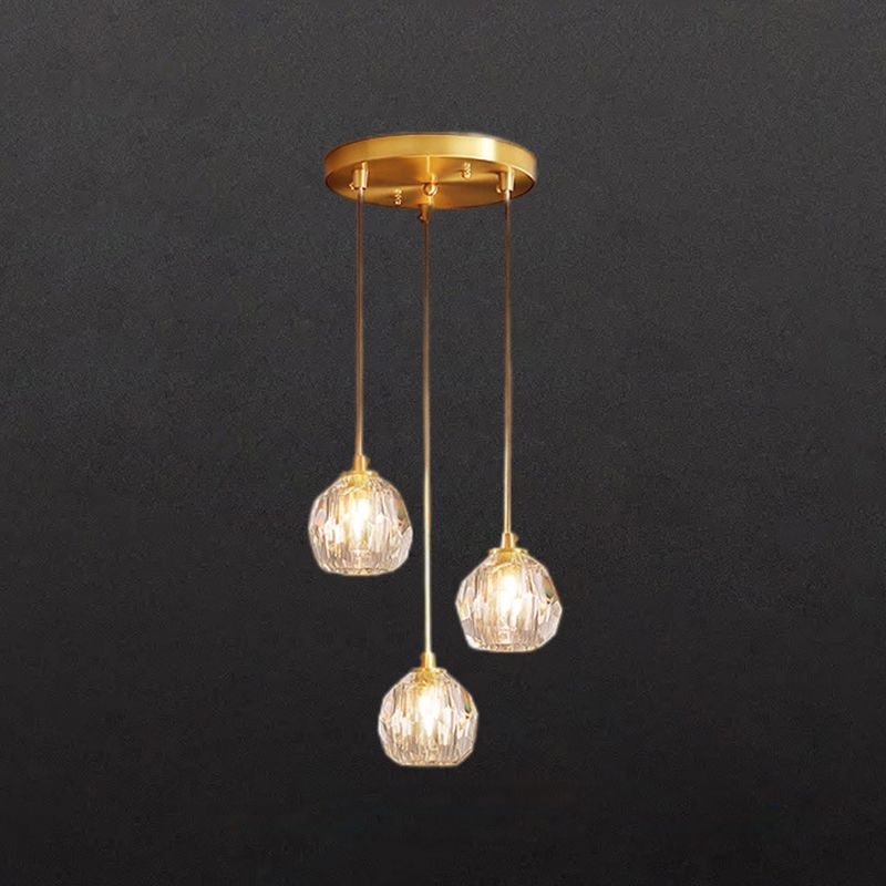 Postmodern Crystal Pendant Light Brass Finish Hanging Lamp with Adjustable Hanging Cord