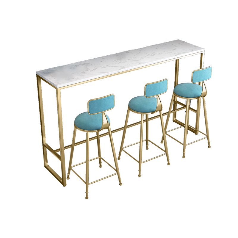 Living Room Bar Dining Table Gold Footrest Trestle Pub Height Dining Table, Only Table