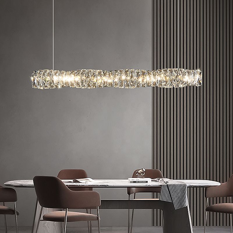 Modern Style Island Light 1-Light Island Hanging Light with Crystal Shade for Dining Room