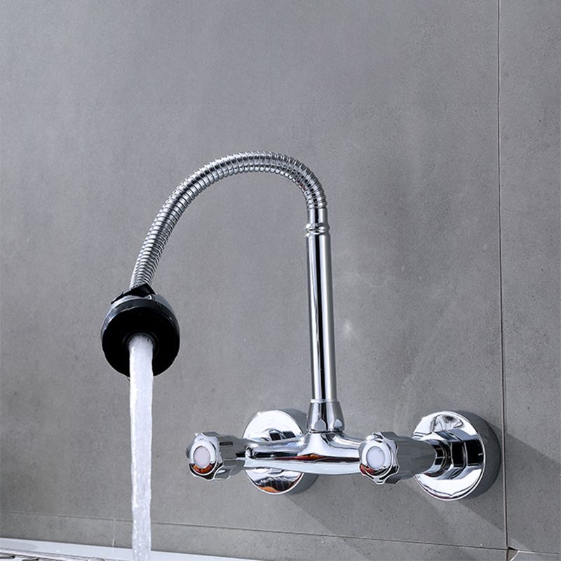 Modern Bar Faucet Brass Knob Handle Swivel Spout Wall Mounted Pot Filler Faucet