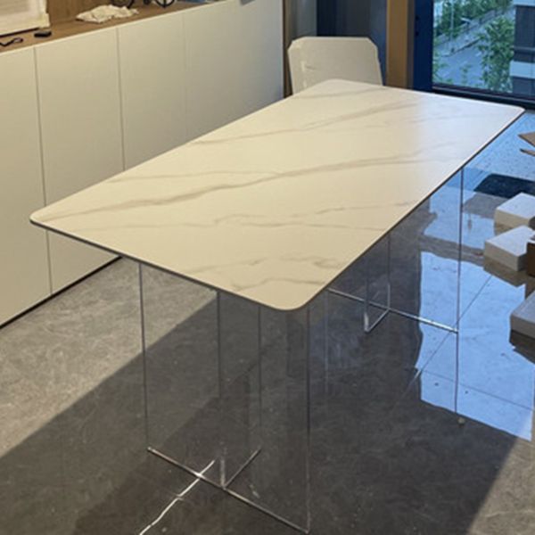 Rectangle Dining Table Acrylic Base Table for Kitchen Dining Room
