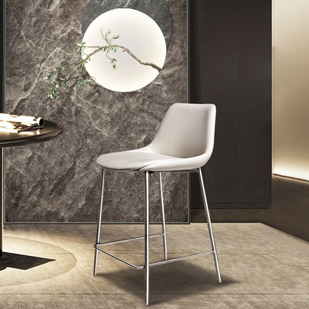 Indoor Faux Leather Bar Chair Contemporary Metal Legs Bar Stools