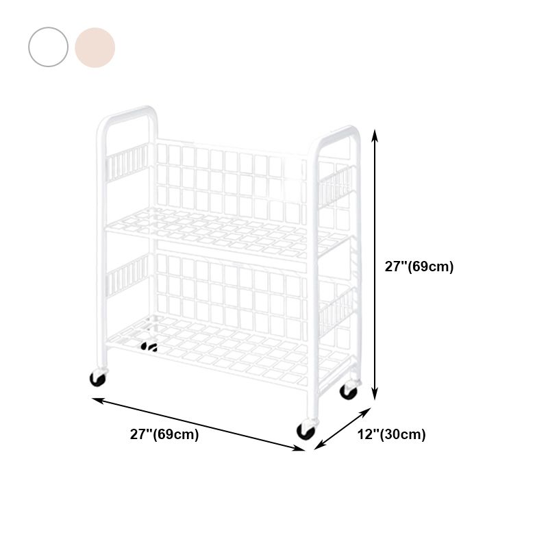 Contemporary Style Metal Bookcase Wheel Bookshelf for Office
