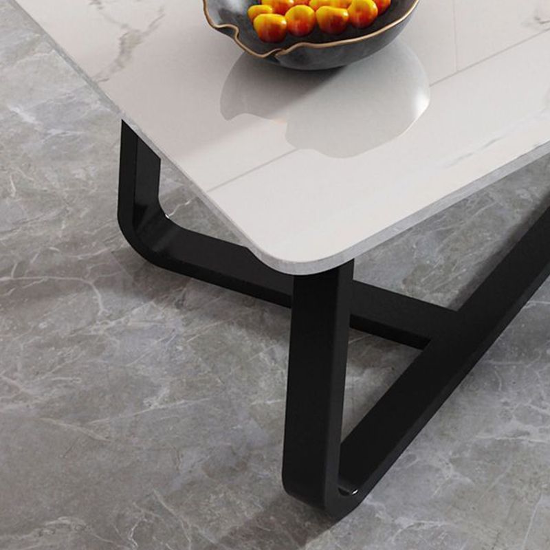 Glam Slate Coffee Table Rectangle Coffee Cocktail Table with Cross Legs