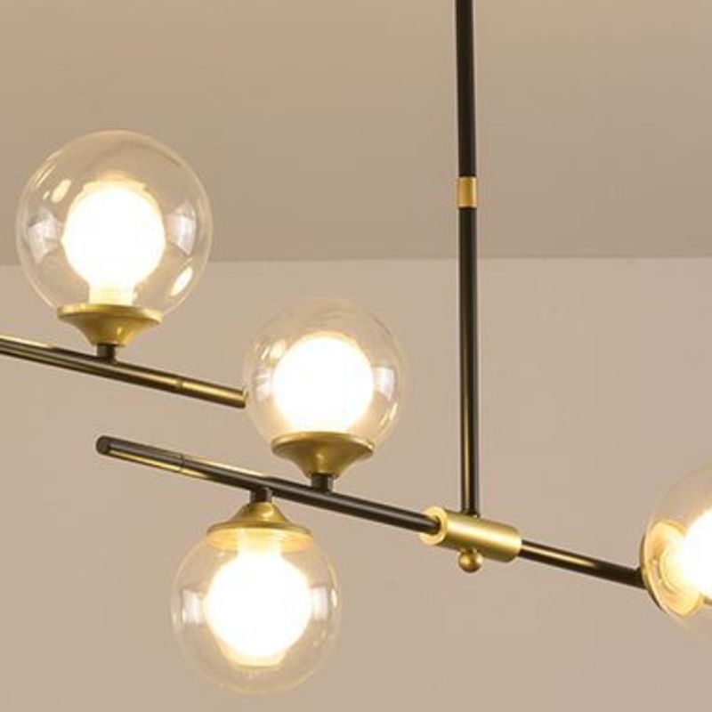 7 - Light Ceiling Pendant Light Iron Kitchen Island Fixture with Glass Ball Shade