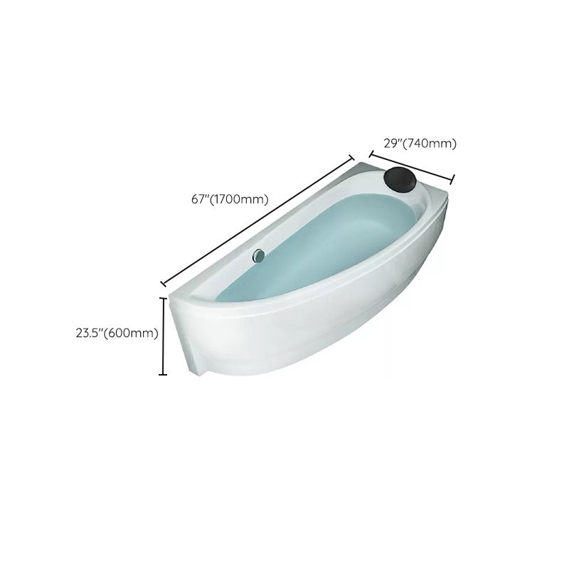 Back to Wall Corner Bathtub Acrylic White Modern Soaking Bath