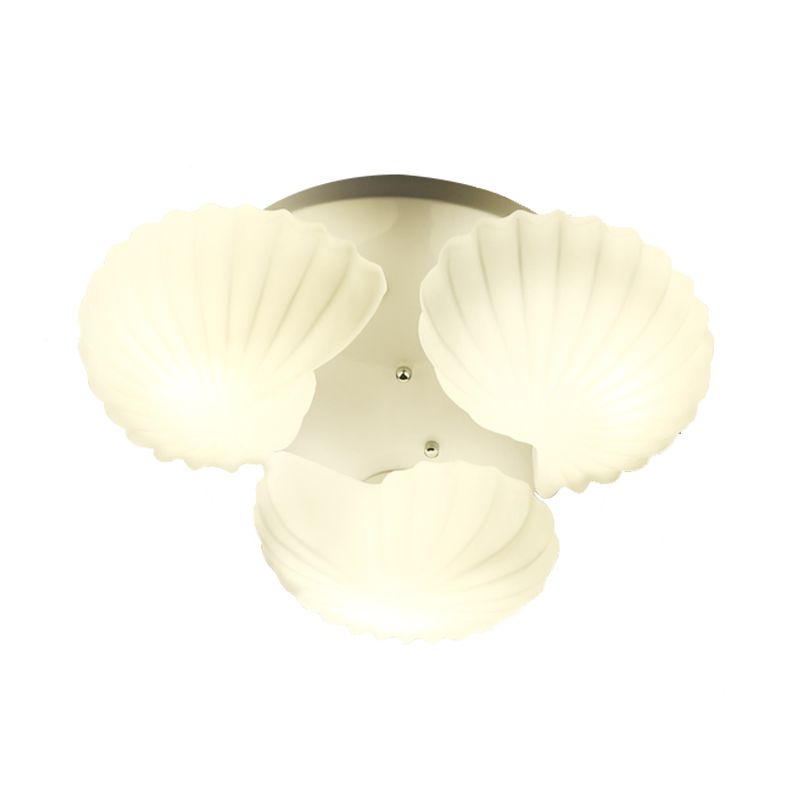 Shell Shape Camera Flush Montaggio Bianco Vetro 3/5/7 Luci Modernista Flush Soffione Luce Fissaggio