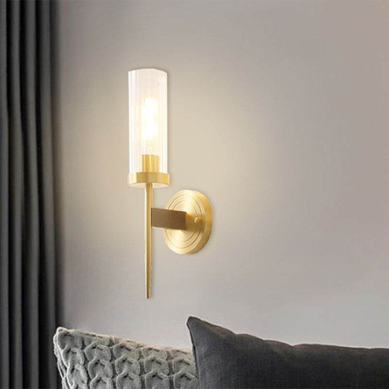 American Style Vanity Light Cylinder Shape Vanity Lamp with Glass Shade for Shower Room