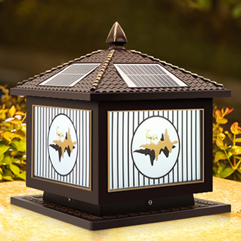 Modern Metallic Pillar Light Creative LED Solar Lighting Fixture for Garden
