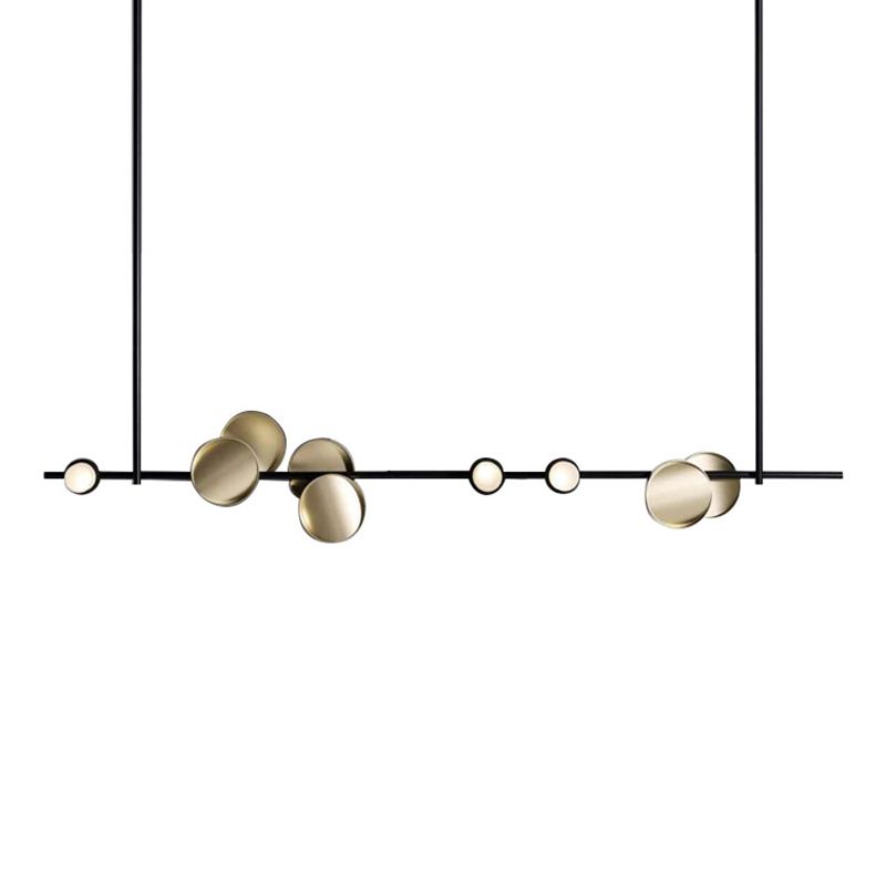 Contemporary Hanging Light Metal Island Light Fixture in Black and Gold for Dining Room