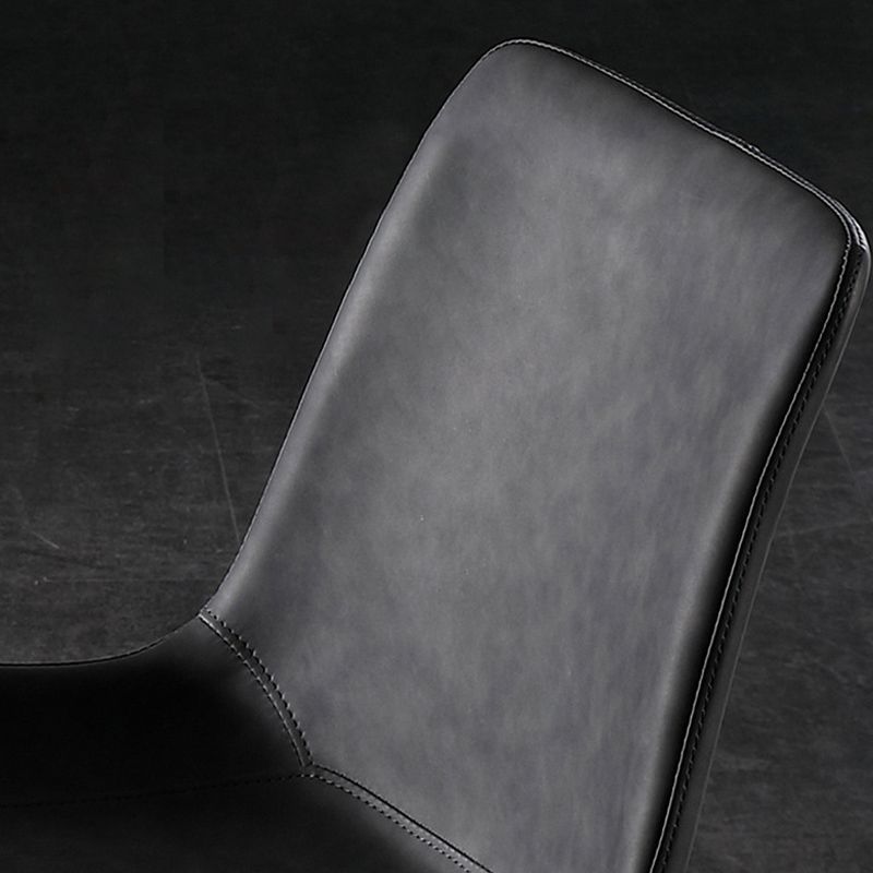 Kitchen Dining Armless Chair Faux Leather Dining Chair in Grey
