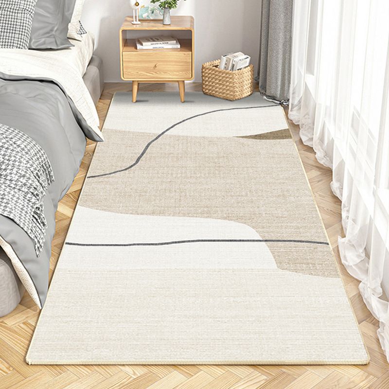 Modern Line Rug Beige Polyester Indoor Rug Washable Rug for Home Decor