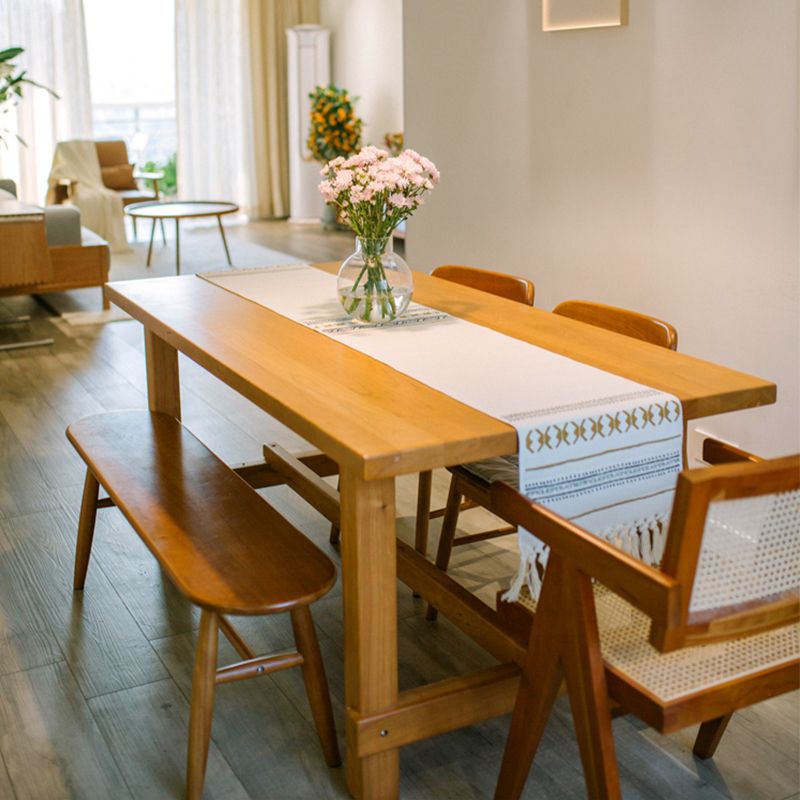 Rectangle Solid Wood Dining Table Modern Trestle Base Dining Table