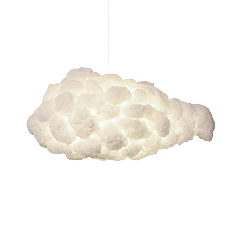 Cloud Restaurant Chandelier Lighting Plastic 5 Bulbs Artistic Pendant Light in White