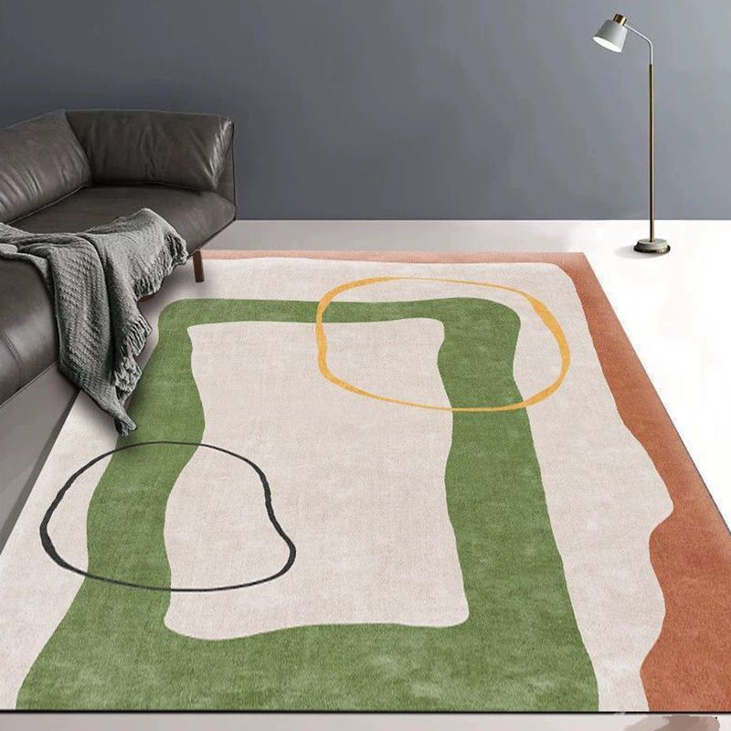 Abstract Blue Graphic Rug Polyester Modern Indoor Rug Non-Slip Backing Area Rug for Drawing Room