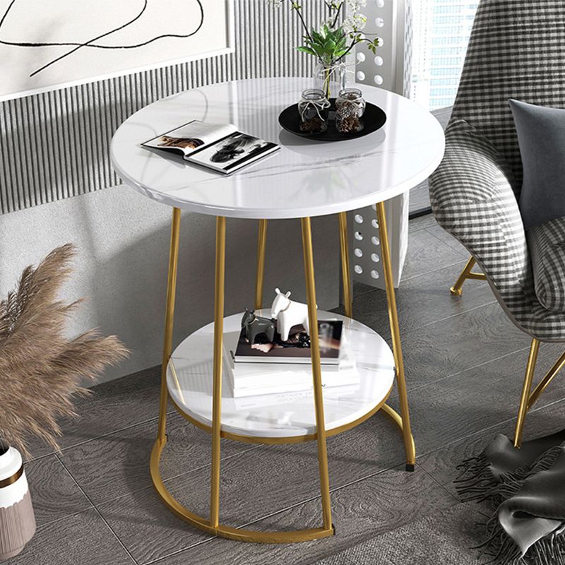 Contemporary Round Side End Table Marble Abstract End Table for Living Room