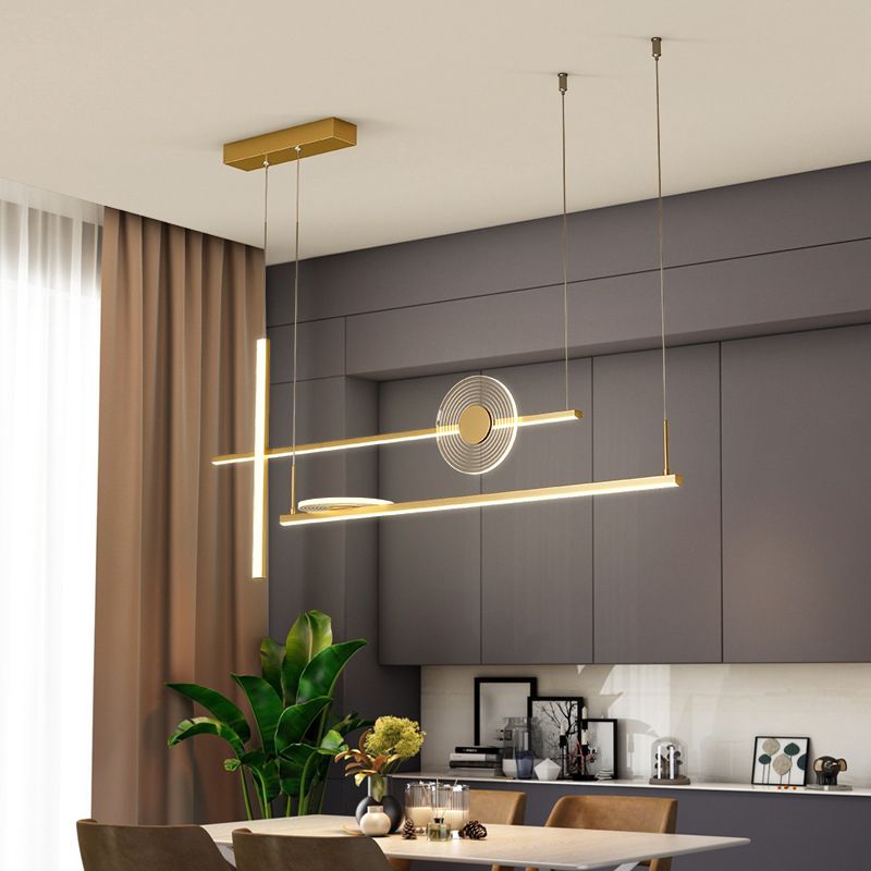 Modern Lighting Chandelier Linear Island Lighting Metal 5 Light Island Pendant Lights