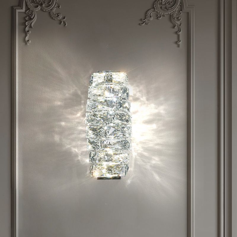Postmodern Crystal Wall Light Geometric Shape 5" Wide Wall Sconce for Living Room