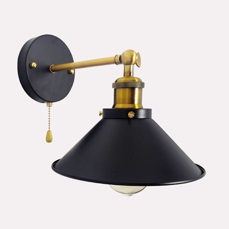 Black Modern Wall Sconce Cone Shape Vanity Lamp with Metal Shade for Bathroom