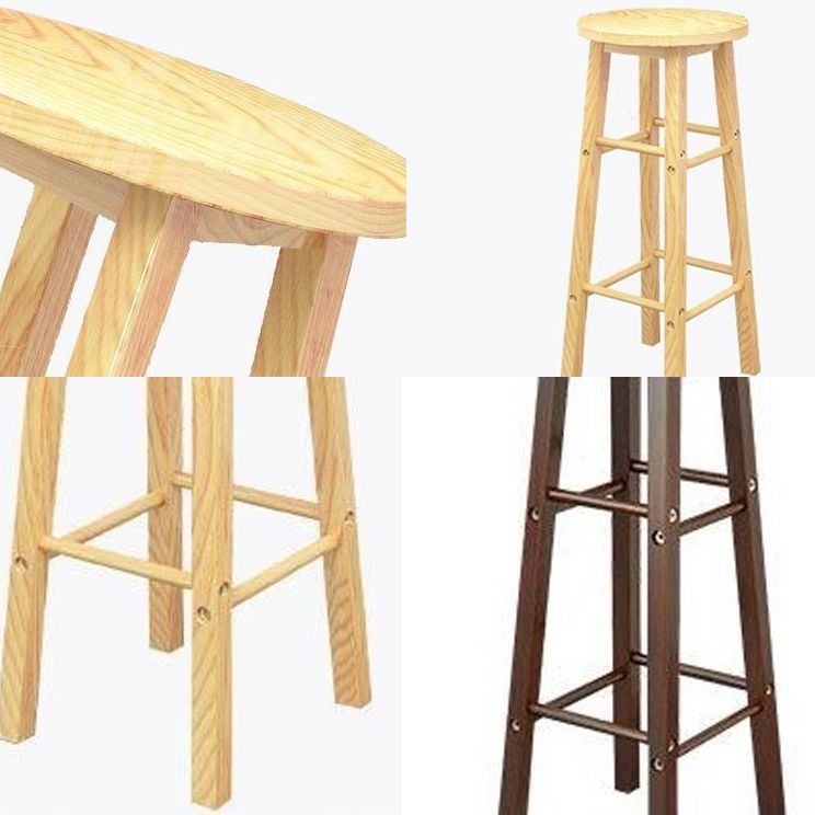 Industrial Wooden Counter Height Stools with Footrest Bar Stool