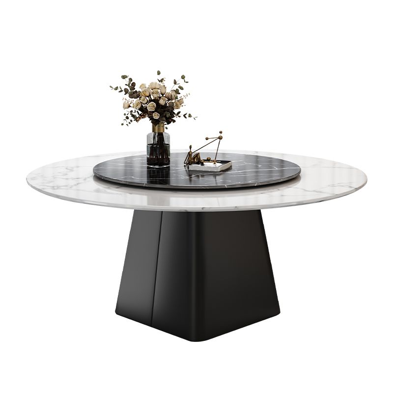 Stone Round Table Contemporary Dining Site Table with Turntable