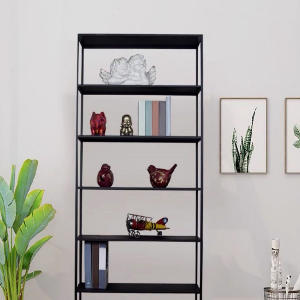 Open Metal Etagere Bookcase Contemporary Shelf Bookcase with Shelves