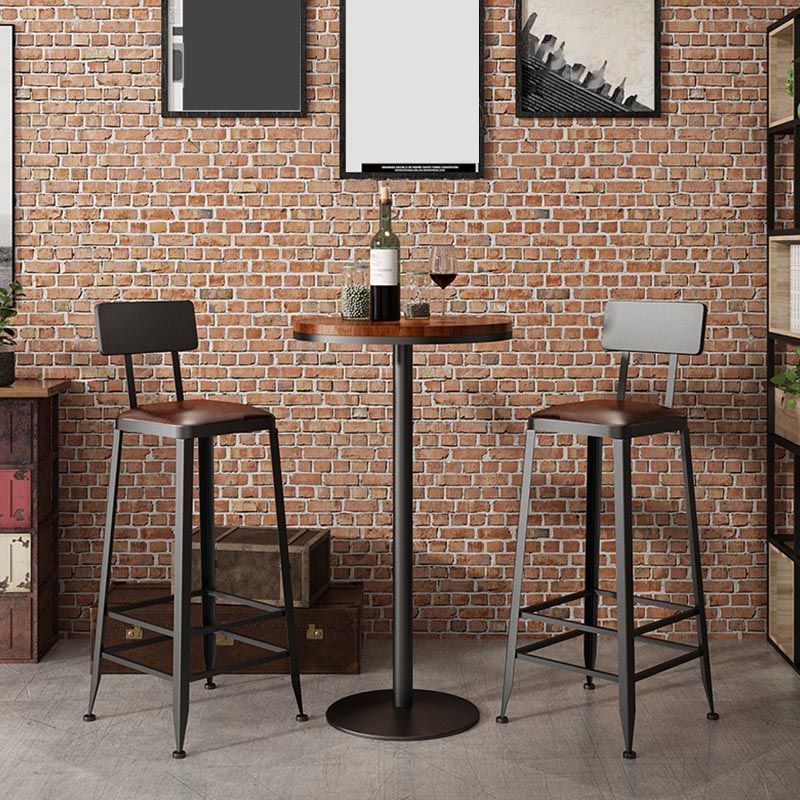 Industrial Bar Table Set 1/3/5 Pieces Round Pine Wood Counter Table with Stools for Bar