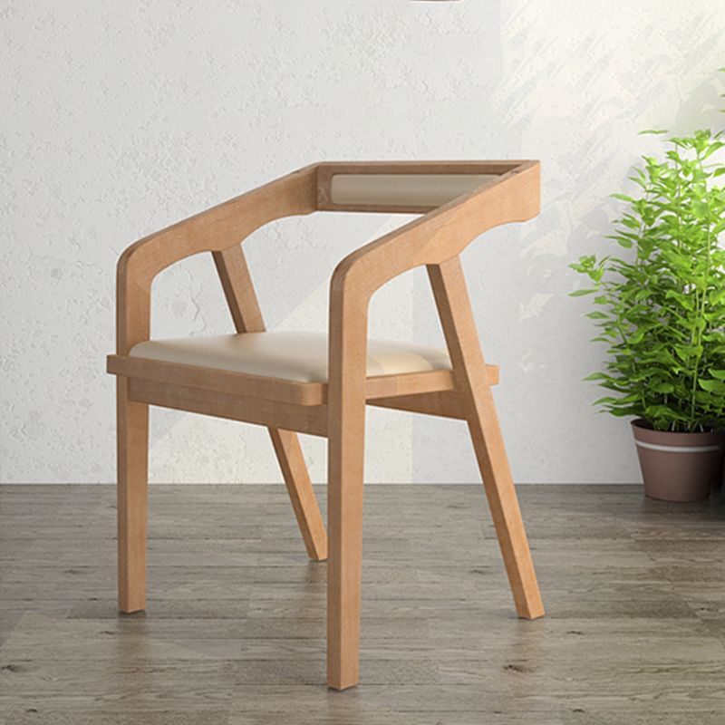 Silla contemporánea con brazo de comedor, silla lateral con patas de madera para cocina