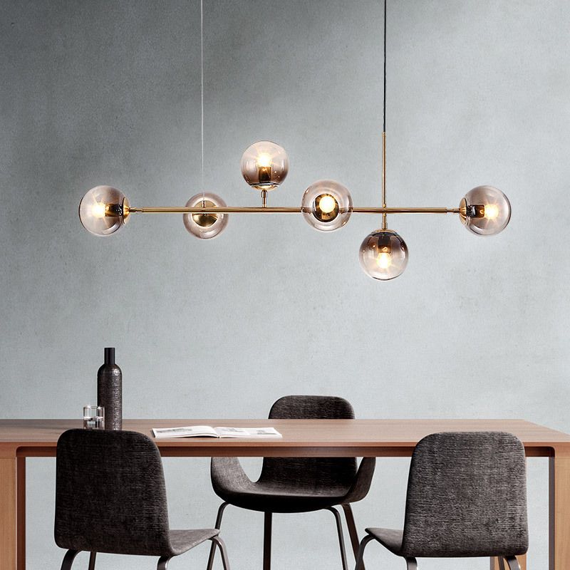 Multi Lights Island Light Modern Island Hanging Light with Glass Shade for Dining Room