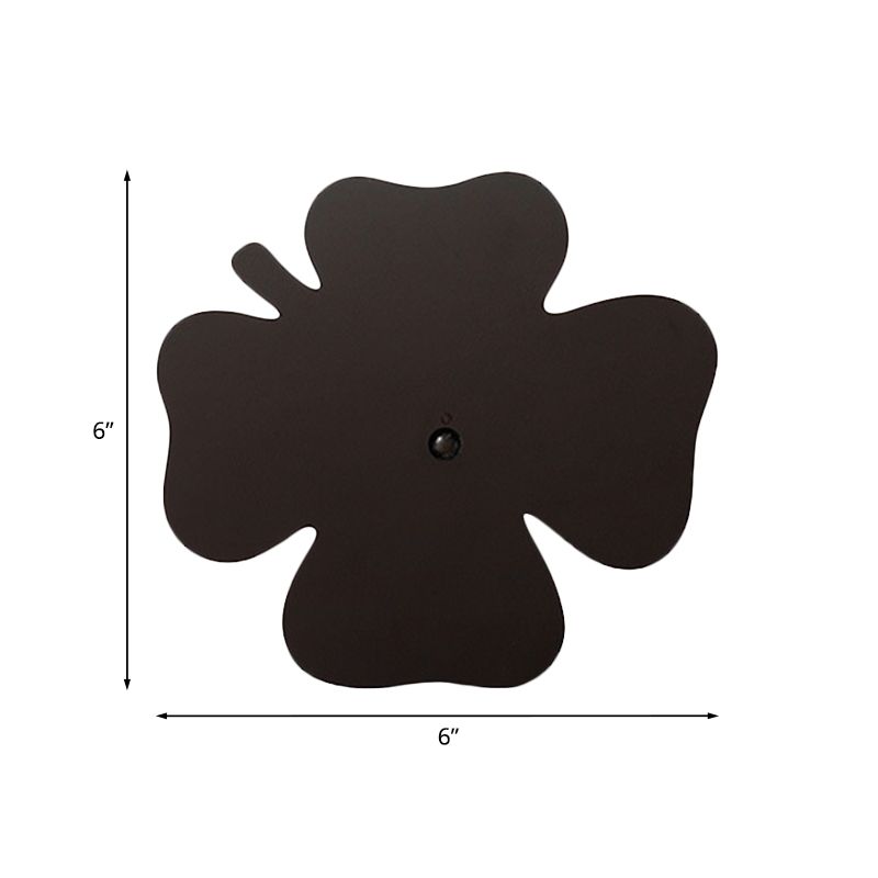 Black Finish Four Leaf Clover Wall Night Lamp Minimalism LED Acrylic Night Shadow Light, USB