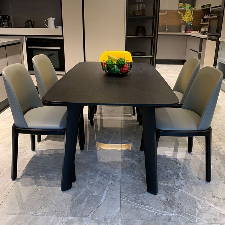 Modern Dining Table for Kitchen Black Dinette Table with Wooden Legs