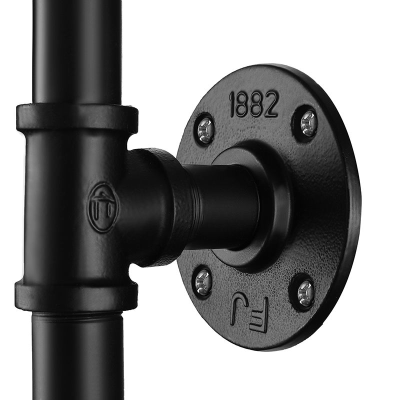 Pipa de agua negra iluminación de montaje en la pared antiguo metal industrial 1 bulbo de comedor Luz con válvula