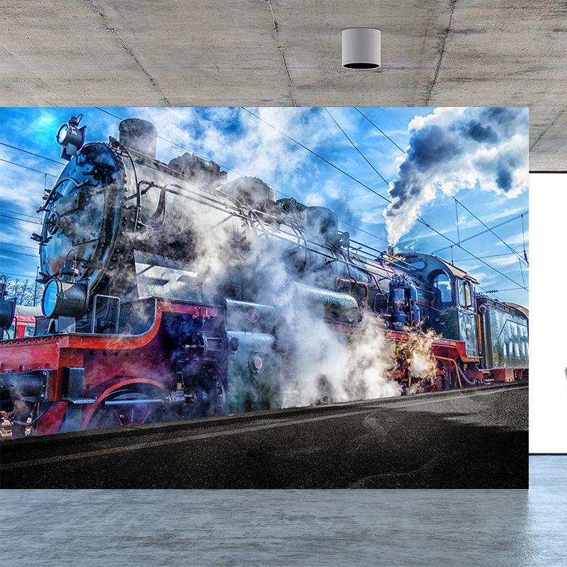 Rivestimento murale decorativo con illustrazione orizzontale del trasporto del treno d'epoca