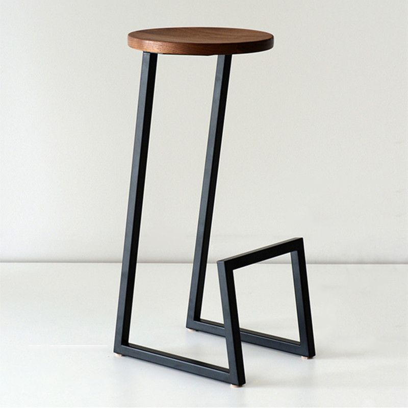 Modern Armless Bar Stool Indoor Round Seat Bar Chair with Metal Legs