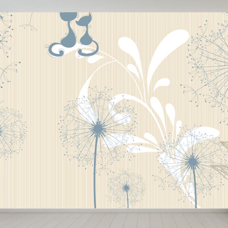 Autocollant Mural au Design Floral vif, décoration murale moderne en matériau non tissé de couleur claire