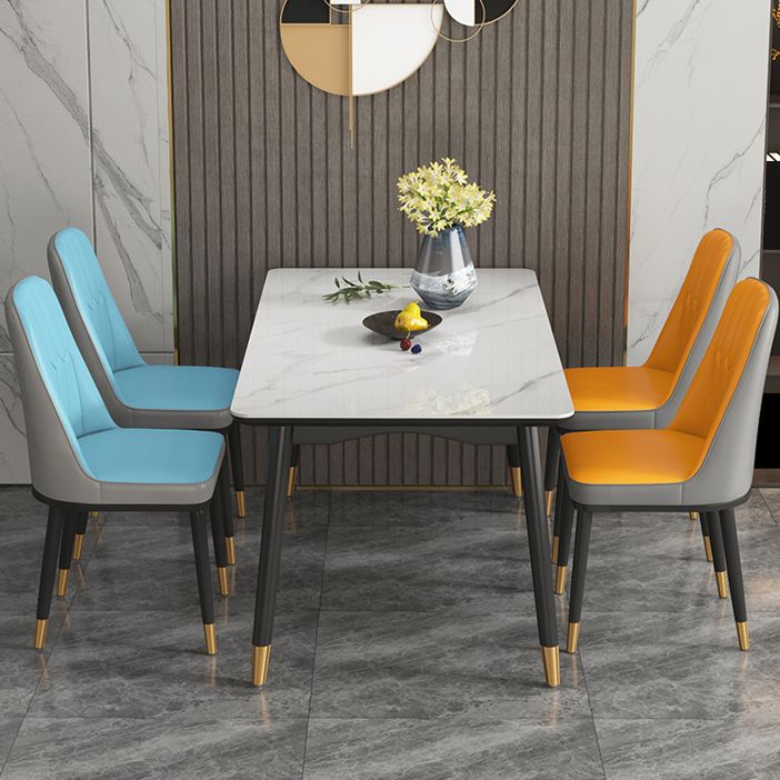 Rectangle Dining Table 4 Legs Dining Table with Solid Wood Base