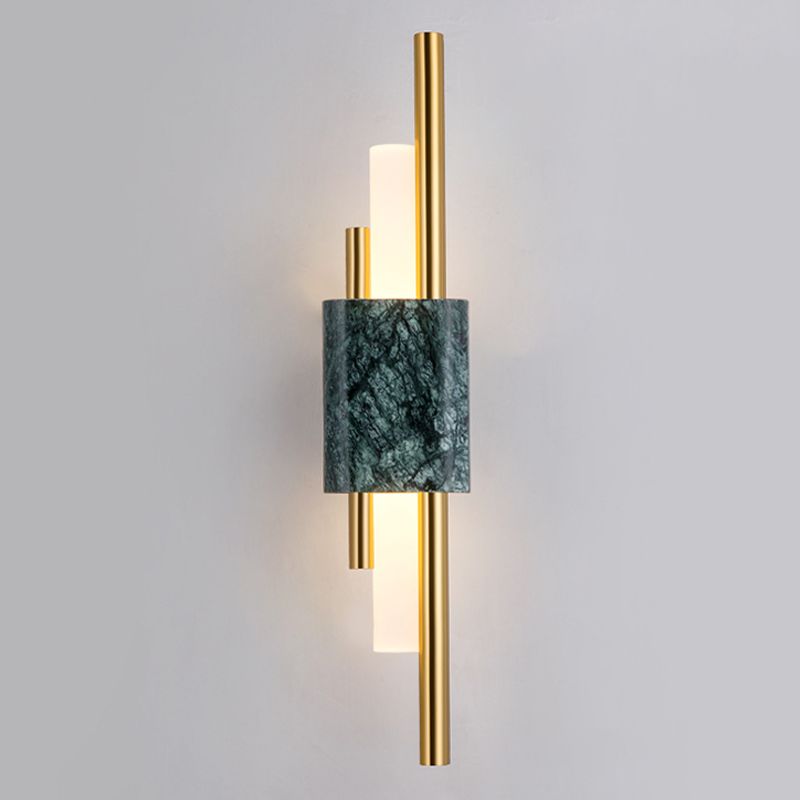 Luz de pared de metal moderna LED geométrica LED apliques con mármol para dormitorio