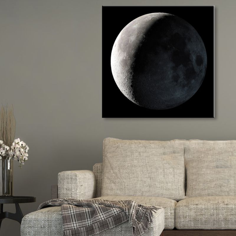 Mysterious Planet Painting Light Color Contemporary Wrapped Canvas for Family Room