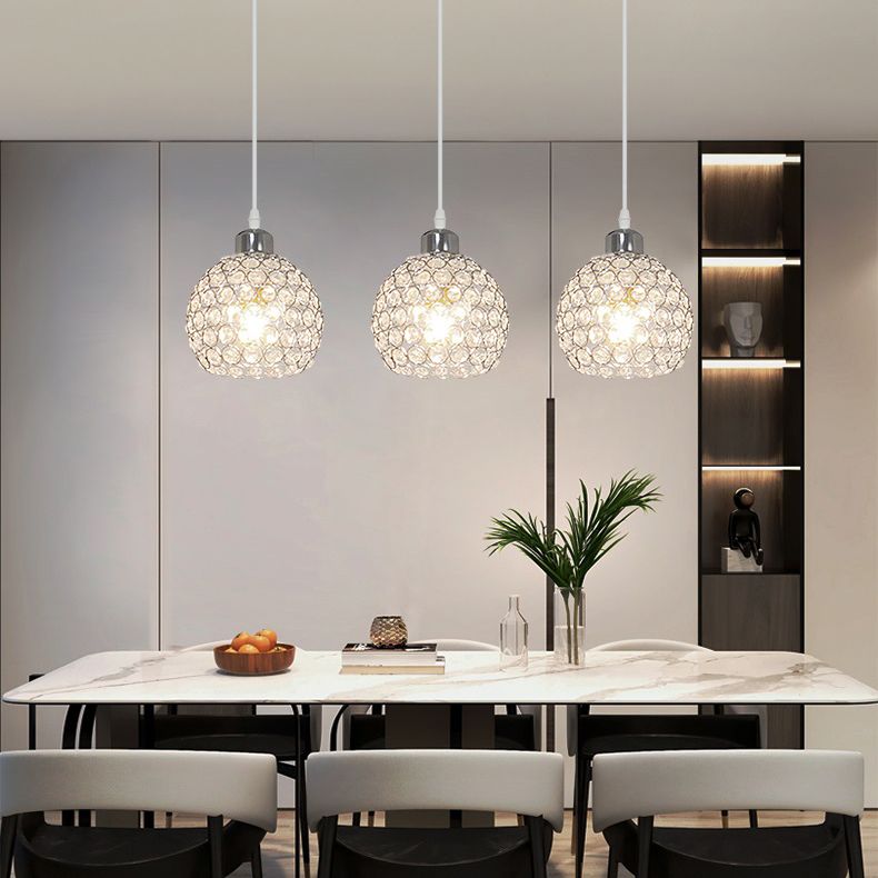 Crystal sfera a ciondolo modernità multipla luce sospesa per sala da pranzo