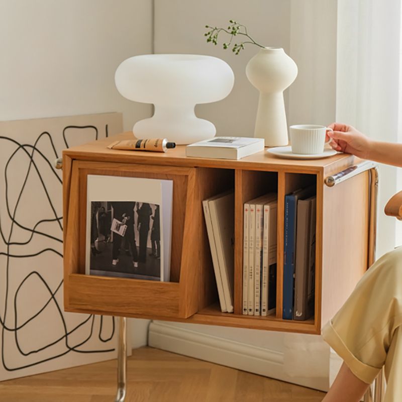 Modern Style Solid Wood Bookshelf Closed Back Bookcase with Door