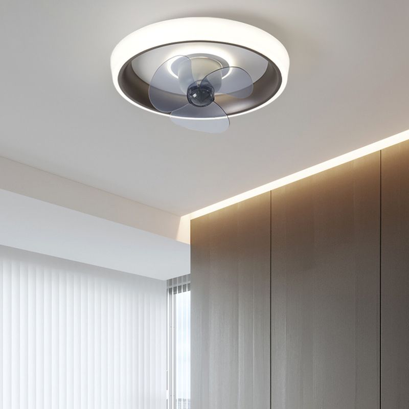 Modern Style Round Ceiling Fan Light Metal Single Light LED Flush Light