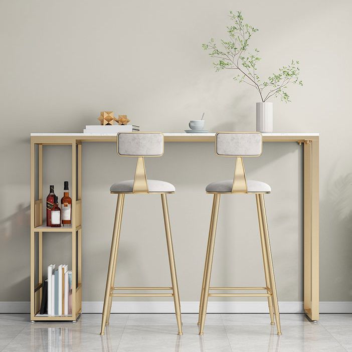 Modern Double Pedestal Bar Table Set 1/3 Pcs Iron Frame Bar Table and Stools