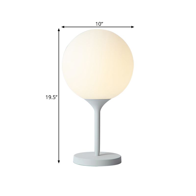Lampada da notte sferoidale in vetro bianco smerigliato Semplicità Illuminazione da tavolo a 1 luce per soggiorno, larghezza 6"/10"