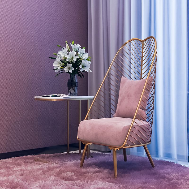 Glam Style Armless Gold Metal Chair with Parsons Chair Pillow