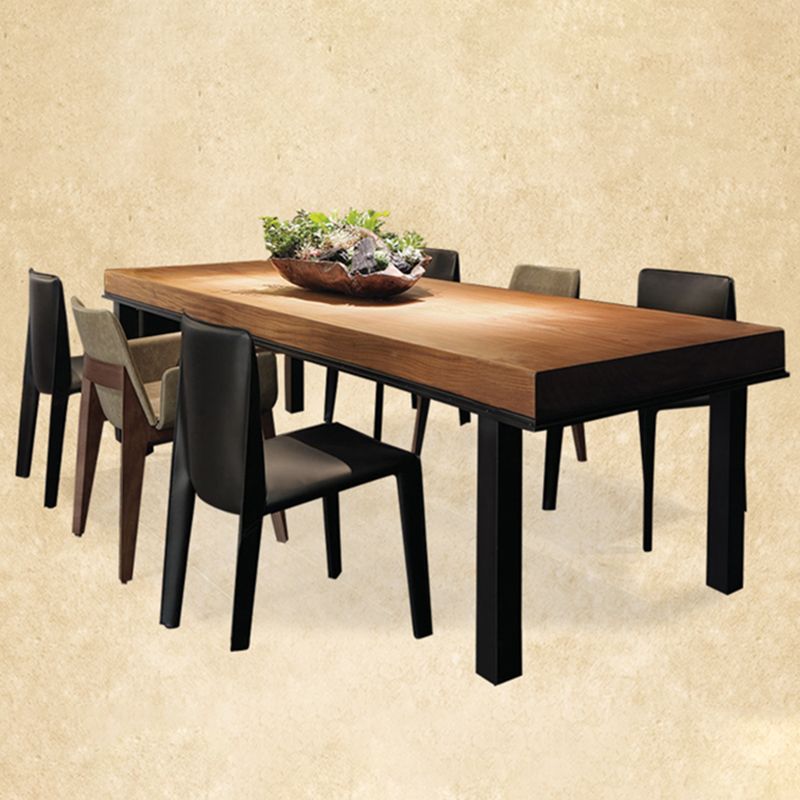 Pine Wood Dining Table Industrial Rectangle Table with 4 Legs