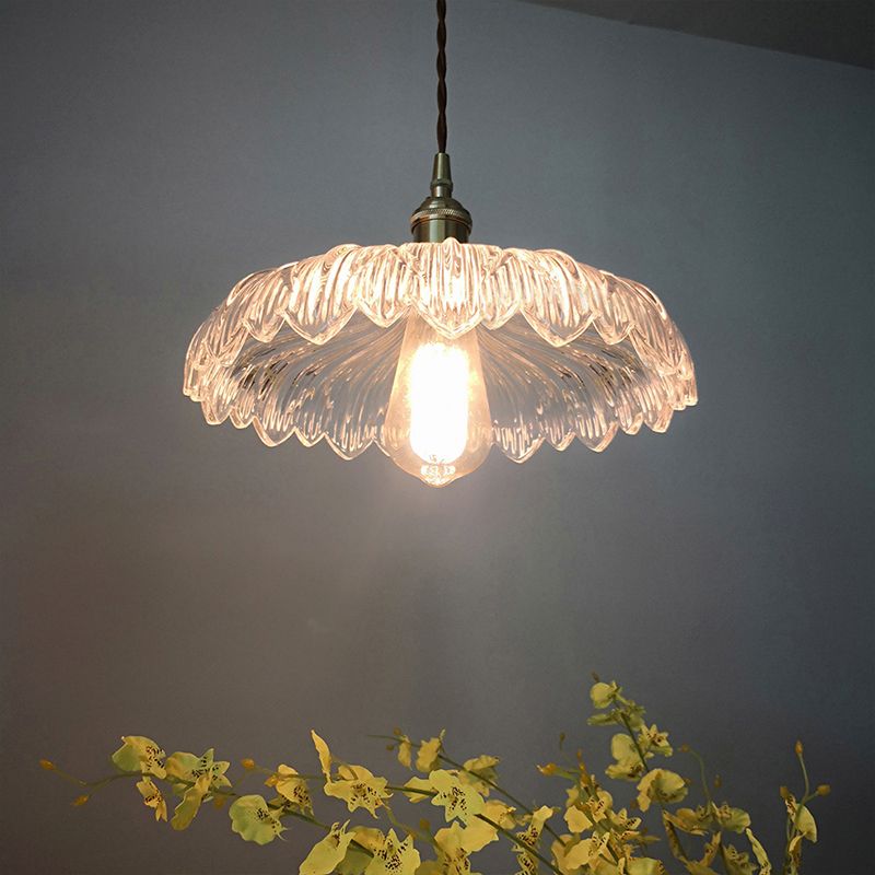 10 "/ 12" de large parapluie moderne pendant blanc Prismatic Glass 1-Light Restaurant Suspension Lampe en laiton