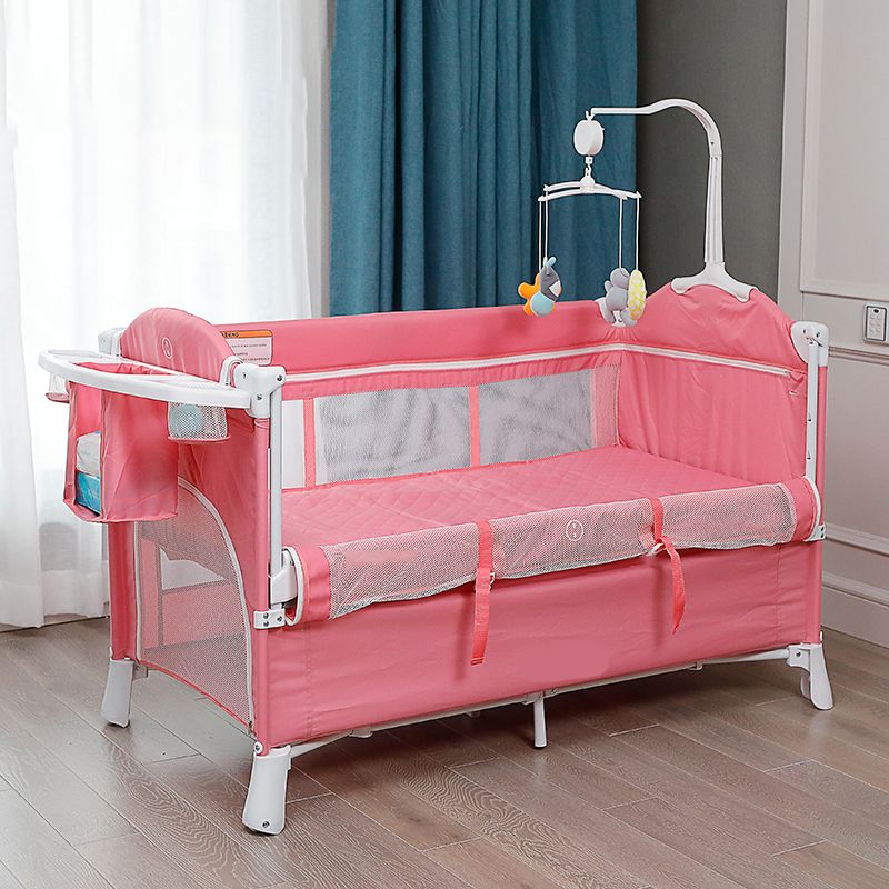 Modern Nursery Bed with Changing Table with Adjustable Height with Guardrail Baby Crib
