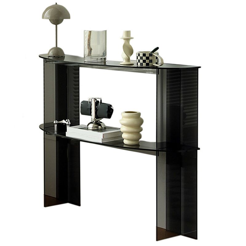 Contemporary Acrylic Console Accent Table with 2 Shelves for Hall