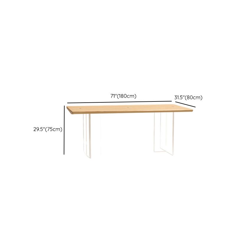 Rectangle Double Base Dining Table Modern Pine Wood Table for Kitchen Dining Room