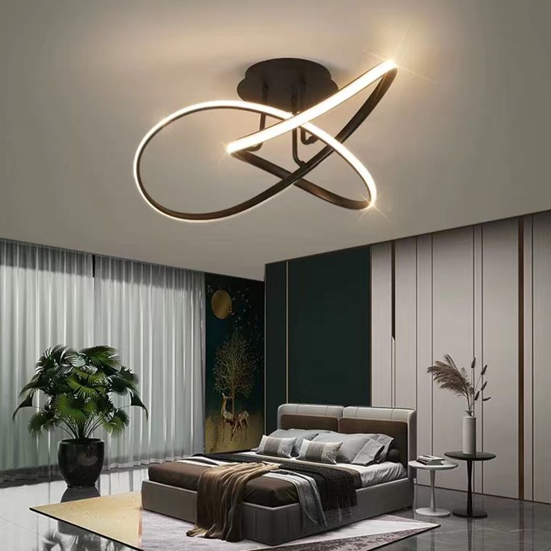 Minimalism LED Flush Mount Twisted Ceiling Light Fixture for Bedroom